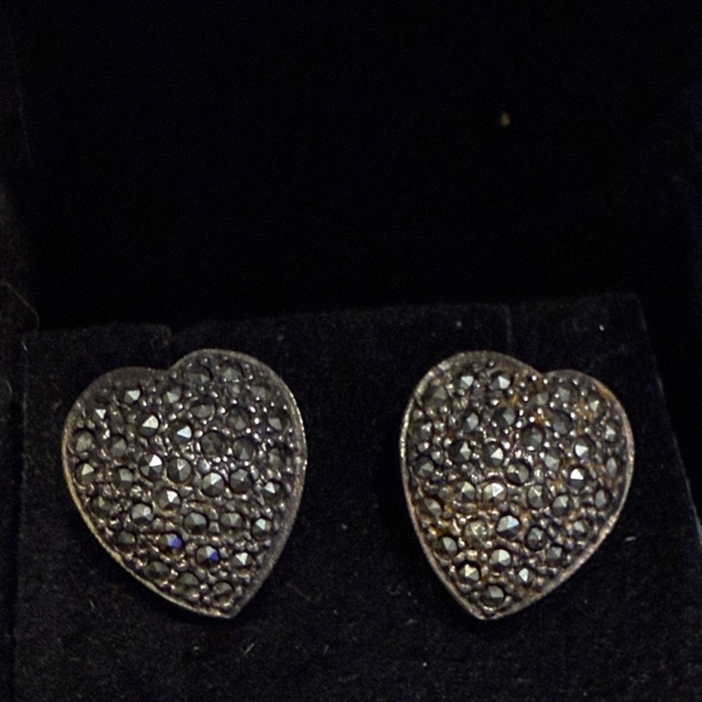 Marcasite Heart Earrings